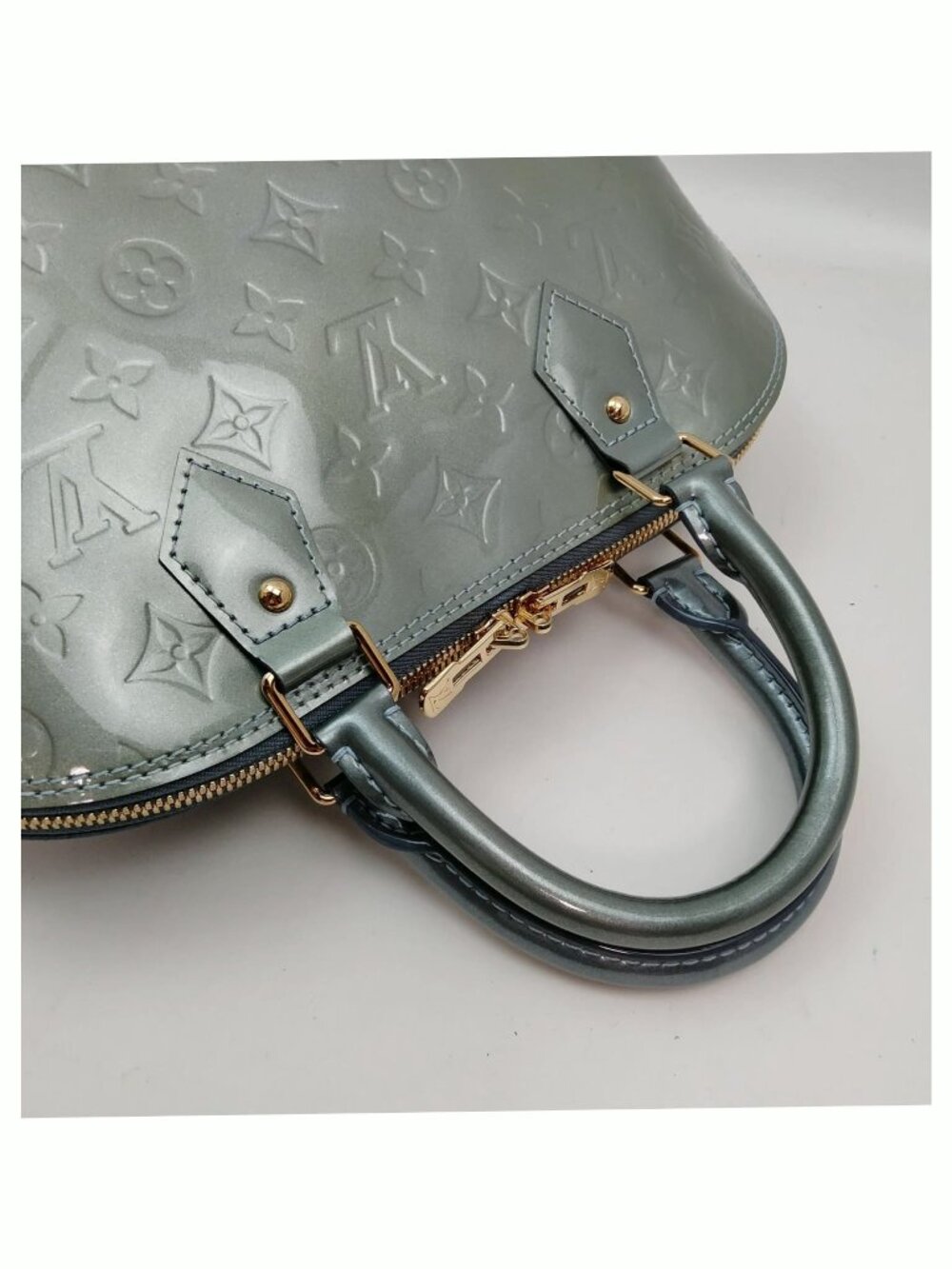 Authentic Louis Vuitton Alma PM Vernis Leather Green LV Satchel Handbag - Picture 5 of 10